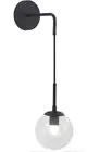 BOKT Mid Century Modern Black Wall Sconce Light Clear Glass Globe