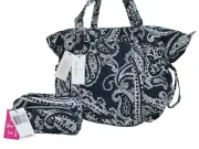 VERA BRADLEY Glenna Satchel Performance Twill Deep Night Paisley & Mini Cosmetic