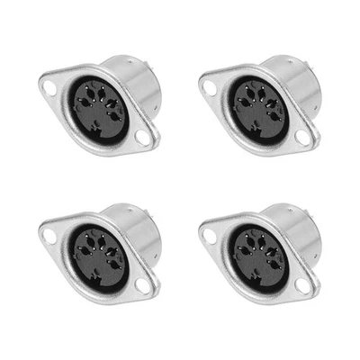 5-Pin DIN Socket Female Jack Socket Connector Panel Mount,Pack of 4 Silver Tone