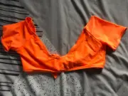 Orange Tie Back Crop Top Size 6 Bikini Boohoo Summer Holiday Women Beach Swim