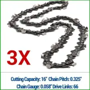 3 X CHAINSAW CHAINS Suit Giantz PRO 45cc 16" Bar E-Start Petrol Chainsaw