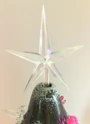 LARGE IRIDESCENT AURORA CLEAR STAR Ceramic Christmas Tree TOPPER 4"