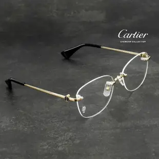 Cartier CT0414O 卡地亞品牌眼鏡｜時尚大臉超輕商務斯文圓形銀色無框眼鏡 男生品牌眼鏡框【幸子眼鏡】