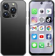 Mini Mobile Phone 4G Smartphone, 3.88 Inch Full Screen Smartphone Android 12, Dual SIM, Face Recognition, GPS, OTC,Google Play Unlocked Phone (Black, 32, GB, GB, 3)