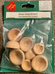 Lara's Crafts Dollhouse Wooden Bowl Assortment 8pcs Unstained - FACTORY SEALED