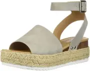 Soda Topic Gray Espadrilles Flatform Studded Wedge Ankle Strap Open Toe Sandals