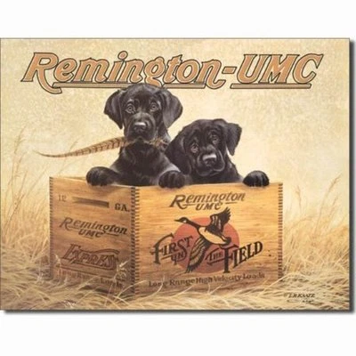 Remington UMC Finders Keepers First in Field Hunting Dogs Retro Vintage Tin Sign