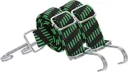 uxcell 2Pcs Adjustable Bungee Cords with Hooks, 39 Inch Flat Heavy Duty Elasticity Straps Rubber Bungee Cords with Buckle for Outdoor, Camping, Tarp, Bike Rack, Luggage, Black Green