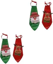 [SHERCHPRY] 2sets Christmas Necktie Decorations Sequin Tie Elk Patterns Handmade Green Red Holiday Decor for Tree Party Home 2pcs*2