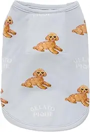 GELATO PIQUE CAT&DOG(ジェラートピケ キャットアンドドッグ) Gelato Pique Cat & Dog PAGG252710 Summer Toy Poodle Pattern Pullover, Blue, Medium