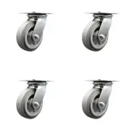 6 Inch Thermoplastic Rubber Caster Set with Ball Bearings and Swivel Locks SCC