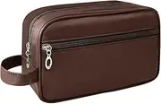Toiletry Bag for Men Travel Wash Bag Shaving Bag Waterproof Bathroom Gym Make Up Bag for Men & Women (Brown), Brwon, Unisex
