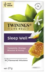 【TWININGS 唐寧茶包】NEW!!! 新品到貨 天然 SLEEP WELL 洋甘菊/香橙花/蜂蜜茶包 零咖啡因 18入/盒