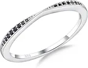 [AGRULE] Channel Set Moissanite/Blue Sapphire/Emerald/Ruby Wedding Band 925 Sterling Silver 2mm Width Stackable Birthstone Rings for Lover Women Bow Ring, Size 6 to 10 (Send Gift Box)