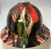 New Full Brim Vented Hard Hat Custom Hydro Dipped MEXICO AMERICAN FLAG