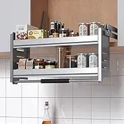 Pull Down 2 Tier Cabinet Shelf System for Kitchen Wall Cabinet Storage Gray 650 Size
