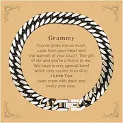 [Generic] Gran Gift. Best Thank You Gifts for Gran, I Love You Even More. Appreciation Gifts, Cuban Link Chain Bracelet with Message Card for Gran, Small, Silver Plated Zinc, Cubic Zirconia