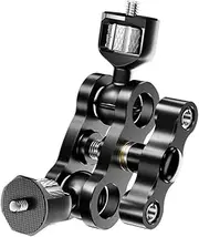 Harwerrel Articulating Magic Arm with Dual Ballhead 1/4” Screw Mount for Camera, Field Monitor, Aluminum Alloy