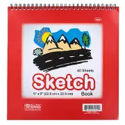 Bazic 9 x 9 Top Bound Spiral Premium Sketch Book, 40 Sheets (5042)