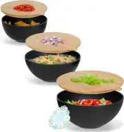 Mixing Bowl Set with Lids - 3 Piece Bamboo Fiber Nesting Mixing Bowls with Cutti