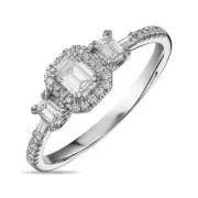 0.27 CT 14k White Gold Emerald Engagement Ring VVS/DE Lab Grown Diamond Ring