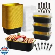 OBXMLFY mini loaf pans with lids and spoons 50 Pack,5.5 oz Rectangle mini ind