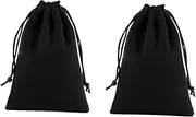 TOVINANNA 2pcs Flannel Hair Dryer Pouch Lint Drawstring Storage Bag for Jewelry More Durable Black Pouch for Easy Opening and Closing