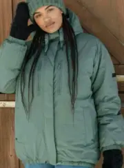 Roxy Lofty Cloud Winter Parka Ski Snow Puffer Dark Forest Green Jacket Large