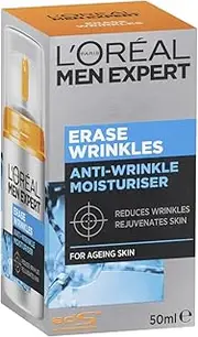 L'Oreal Paris Men Expert Erase Wrinkles Moisturising Cream For Men, Firms and hydrates, 50ml