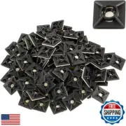 GTSE 100 Pack Black Zip Tie Mounts, 3/4" Adhesive Mounting Squares, Cable Tie