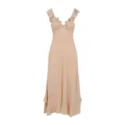 [Chloe] Chloe-Beige Silk Long Dress-Donna 38 FR