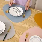 Stain-resistant Dining Table Mat Pvc Imitation Leather Placemat Elegant Oval
