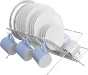 Simplehouseware Foldaway Dish Drainer Plate Rack, Chrome