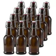 Crutello 16 Ounce Amber Glass Flip Top Beer Bottle for Brewing - Kombucha, So...