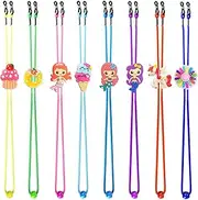 [Tazimi] 8 Pcs Kids Glasses Strap Mermaid Unicorn Dessert Elastic Anti-slip Eyeglass Straps Multicolor Glasses Retainer Holder Chain for Girls, Muticolor