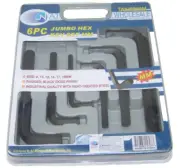 Hex Key Allen Wrench 6 Piece Set Jumbo Metric 8, 10, 12, 14, 17, 19mm. Tools Set