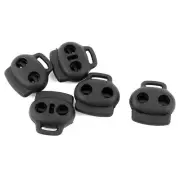 5 Pcs Dual Holes Spring Loaded Cord Lock Stopper Toggle Fastener Adjuster Black
