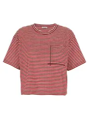[Brunello Cucinelli] Brunello Cucinelli-Shiny Pocket Detail T Shirt Rosso-Donna XL