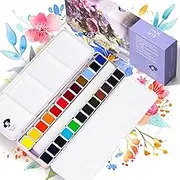 Paul Rubens Watercolor Paint Set Artist Grade, 24 Vivid Floral Colors with Portable Metal Box for Artists, Beginners, Hobbyists, Students