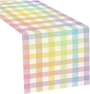 Buffalo Check Table Runner 13 x 91 Long Easter Gingham Table Runner Cute Colorful Cloth Spring Holiday Party Decorations and Supplies for Home Kitchen Dining Room, Gingham