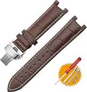 [BHUTMPJK] HPEPGCUCNT DIY Leather Watchband Fit For GC Wristband 20x11mm 22x13mm Notched Strap Withstainless Steel Butterfly Clasp Black Brown