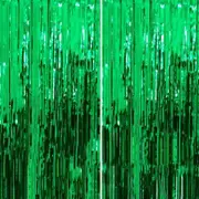 Backdrop Curtain,3FT x 8FT Metallic Tinsel Foil Fringe Curtains Photo Booth Background for Party Birthday Wedding Engagement Bridal Decorations (Green,2 Pack)