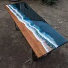 72"x36" Blue Epoxy Resin Table Top, Handmade Coffee Table, Resin Dining Tables