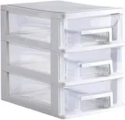 STOBAZA 3 Clear Storage Organizer Craft Storage Desktop Storage Bins with Drawers Storage Drawers Sundries Holder Stackable Storage Drawer Bin Mini Fridge Socks Office Crafts Small White