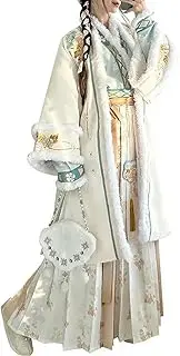 [INSTR] Song Dynasty Hanfu Dresses Crossed Collars Top Aircraft Sleeve Robe Pleated Skirts Winter Warm Princess Costumes