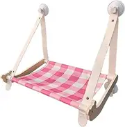 Durable Wooden Cat Hammock - Comfortable Sun Seat for Cats - Cat Climbing Frame & Window Hammock Mat(Pink)