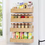 Magnetic Spice Rack for Refrigerator, Kitchen Organizer and Storage Shelf, Woodg