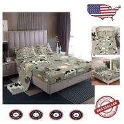 Farmhouse Cartoon Animal Bed Sheet Set for Kids - Full Size 4Pcs Collection