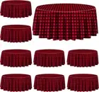 9 Packs Red and Black Checkered Tablecloths for round Table, Buffalo Plaid Table