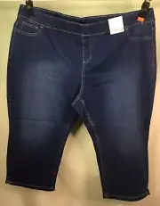 AUTOGRAPH DENIM MID WASH STRETCH PULL ON JEAN CROPS SIZE 26 NEW
